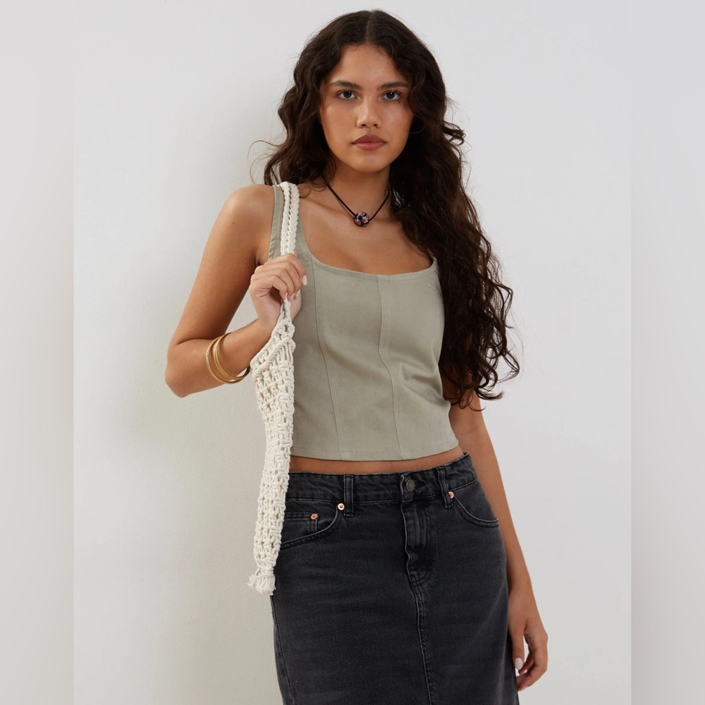 NWT Motel Rocks Kye Corset Top In Ash Grey